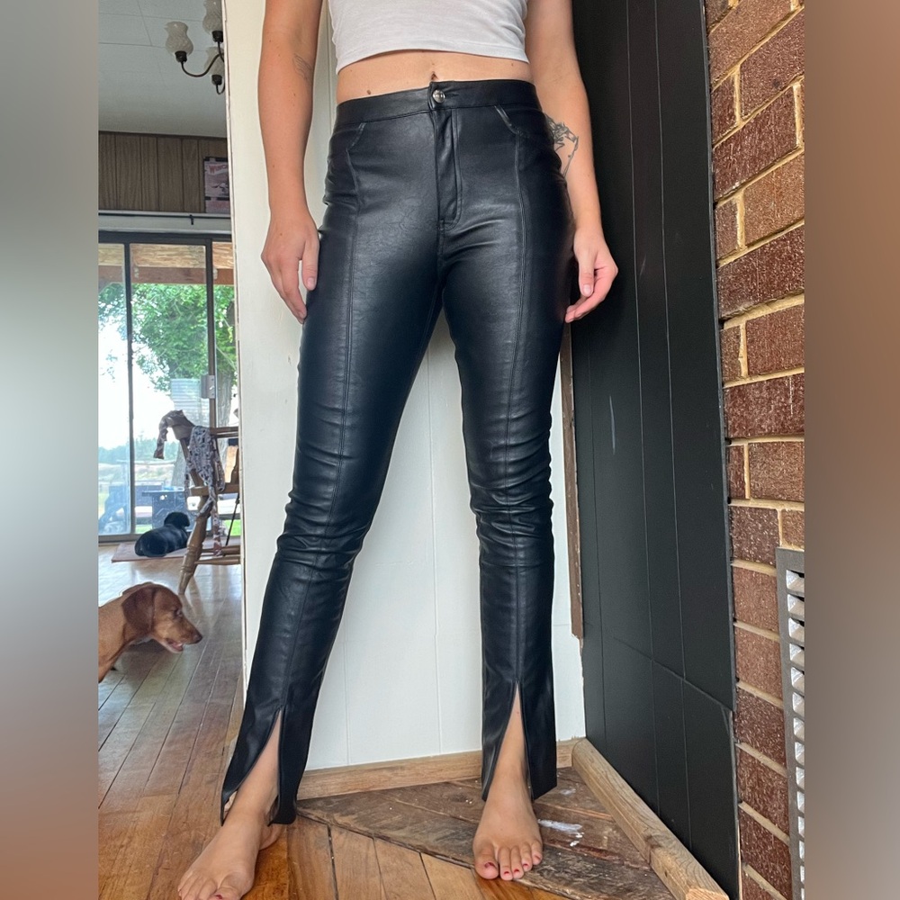 Faux leather pants